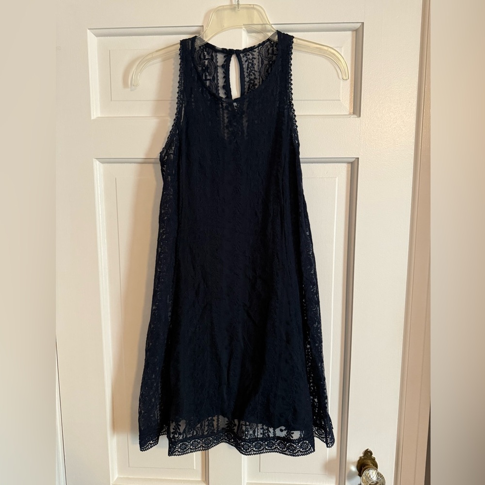 Abercrombie & Fitch XS navy blue lace dress with slip underneath